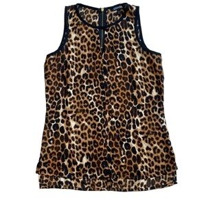 Express Sleeveless Brown Black Cheetah Animal Print Blouse XS